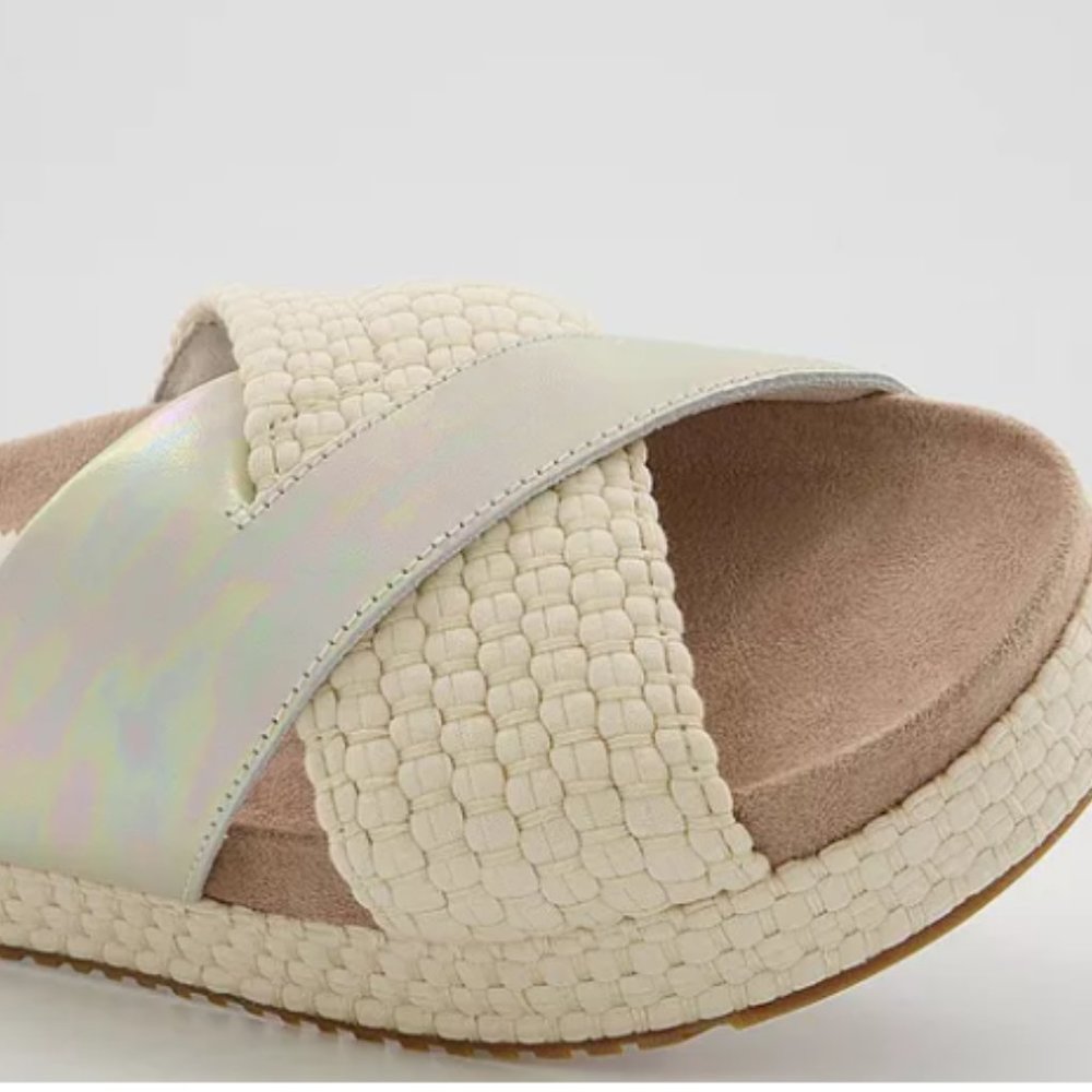 TOMS Women's Paloma Leather & Rope Crossover‎ Flat Sandals Slides Silver Size W9 - Picture 4 of 16